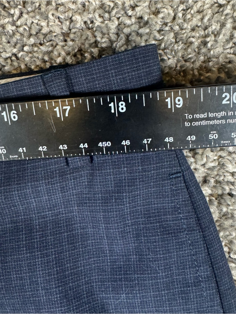 Ralph Ralph Lauren Mens 38x32 Navy Plaid Trousers Flat Front Dress Pants Slacks - Picture 6 of 9